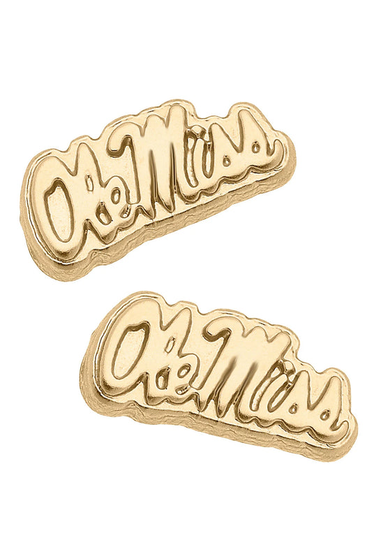 Ole Miss Rebels Gold Stud Earrings
