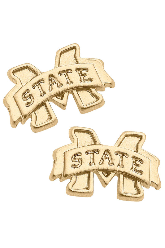 Mississippi State Gold Stud Earrings