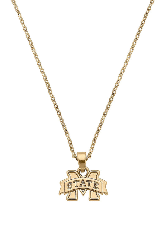 Gold Mississippi State Necklace