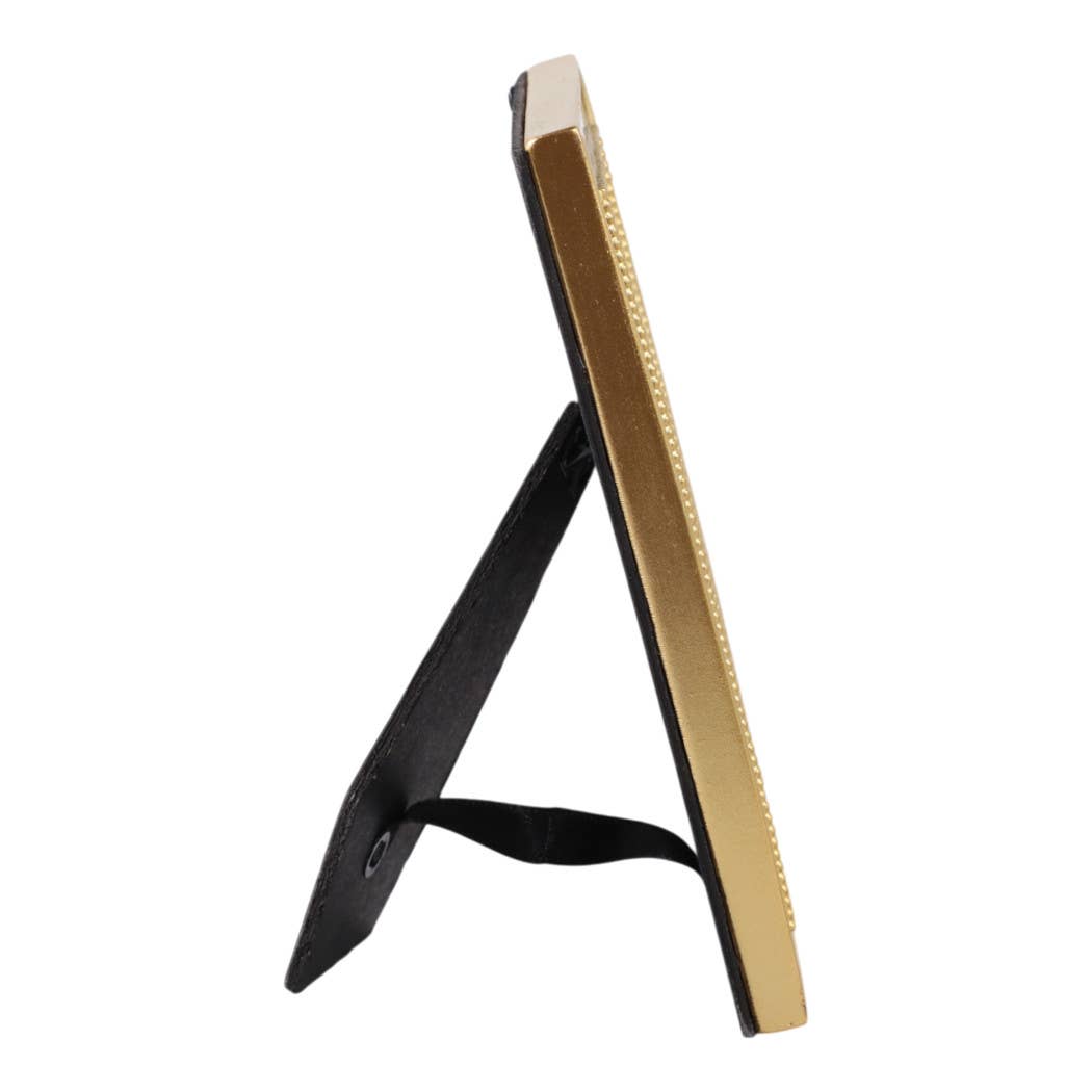 Gold 4x6 in. Resin Photo Frame with Mirrored Beaded Border