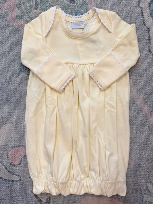 Yellow Lap Shoulder Gown with White Trim