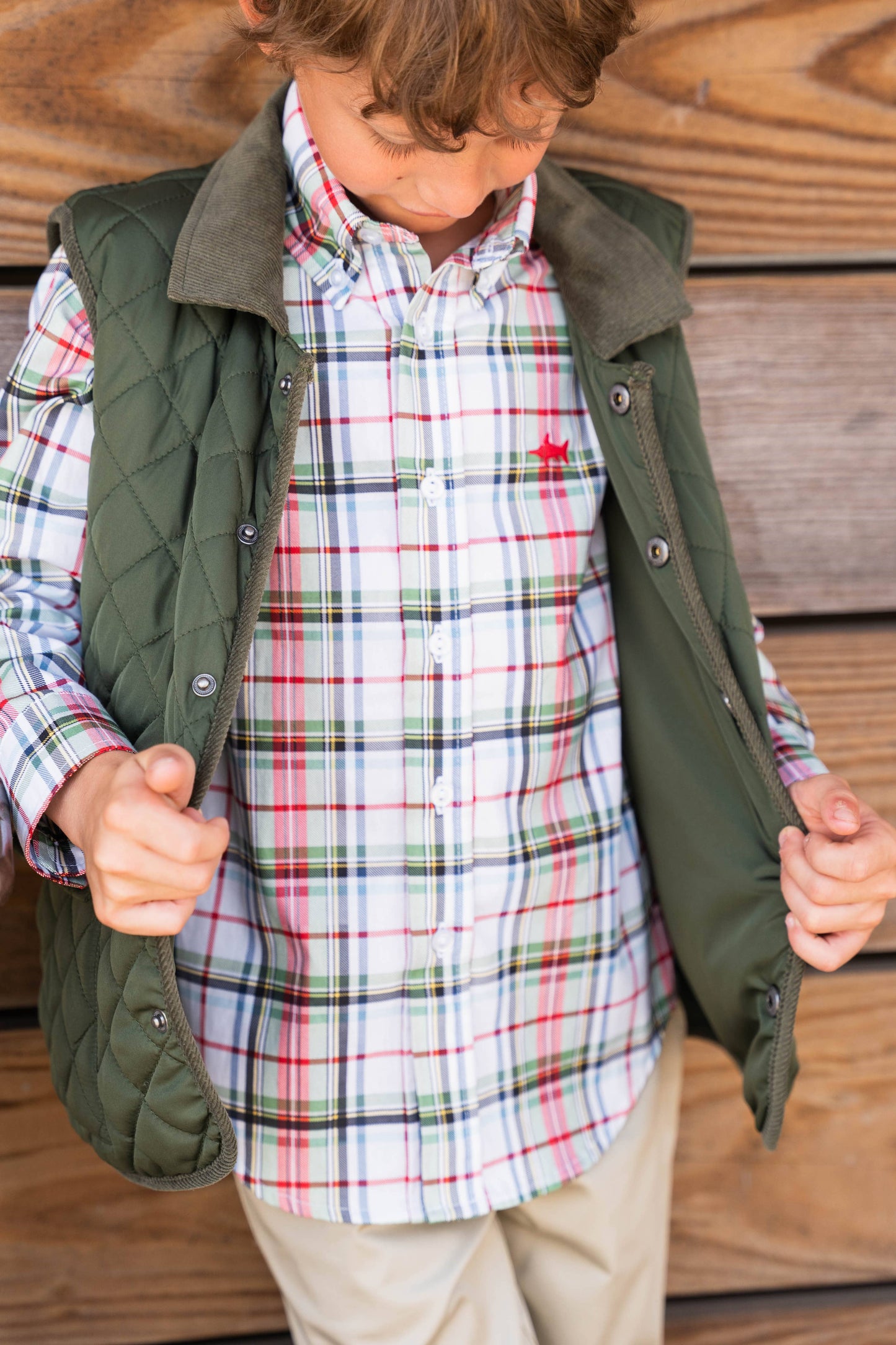 Carter Oxford Creme Plaid Button Up