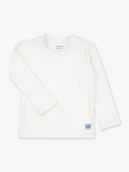 Boys White Long Sleeve Rash Guard