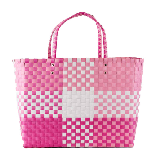 Heather Pink Woven Beach Tote