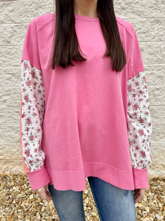 Sweet Life Pink French Terry Pullover