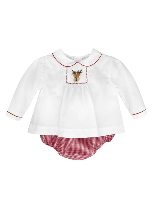 Smocked Reindeer Diaper Set