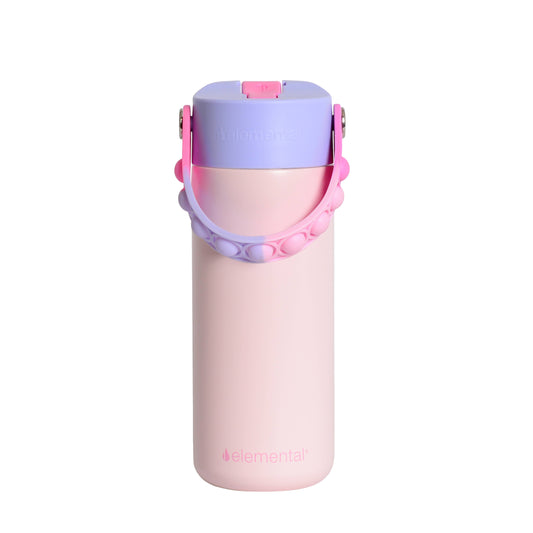 Kids Fidget Handle Water Bottle - Blush Pink Tie Dye