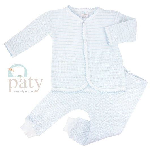 Paty Blue Pinstripe Long Sleeve 2-Piece Set