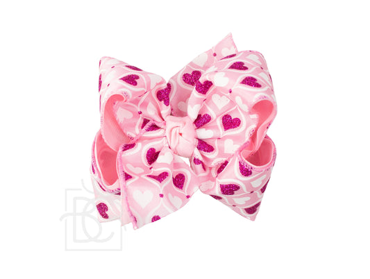 4.5" Layered Mini Heart Print Hair Bow
