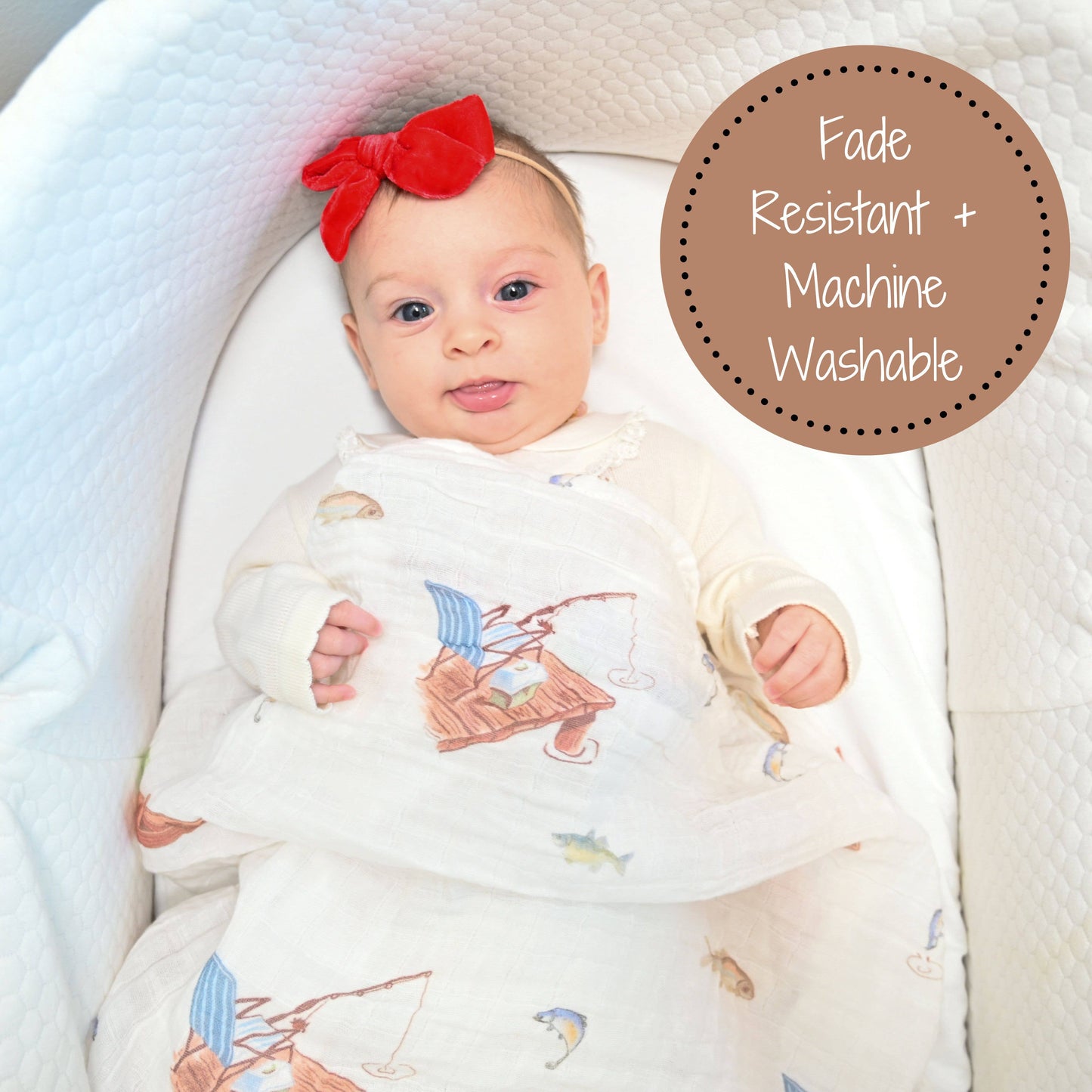 Gone Fishing Muslin Swaddle Blanket