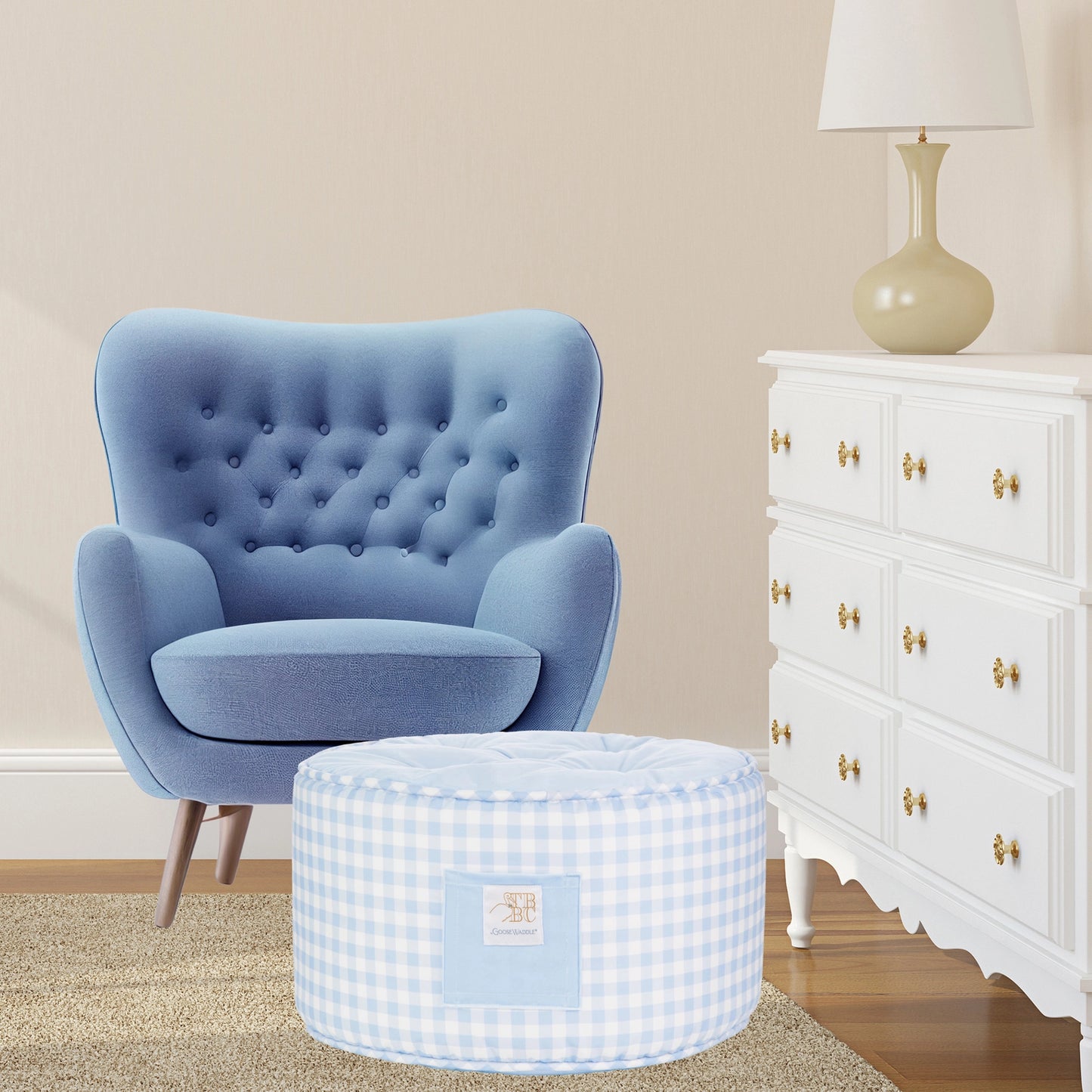 The Beaufort Bonnet Company Buckhead Blue Gingham Ottoman