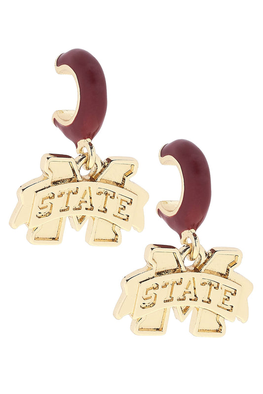 Mississippi State Bulldogs Logo Huggie Hoop Earrings