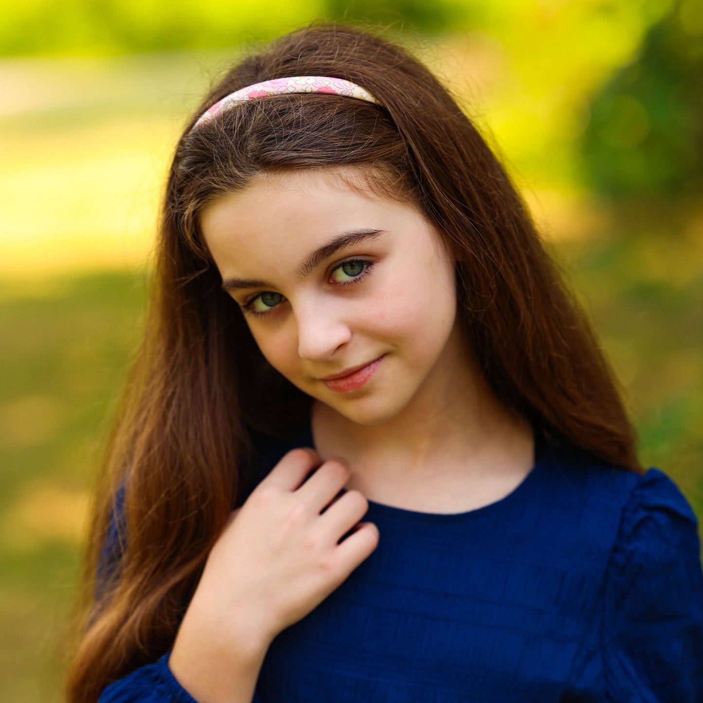 Girl's Aqua Thin Floral Headband