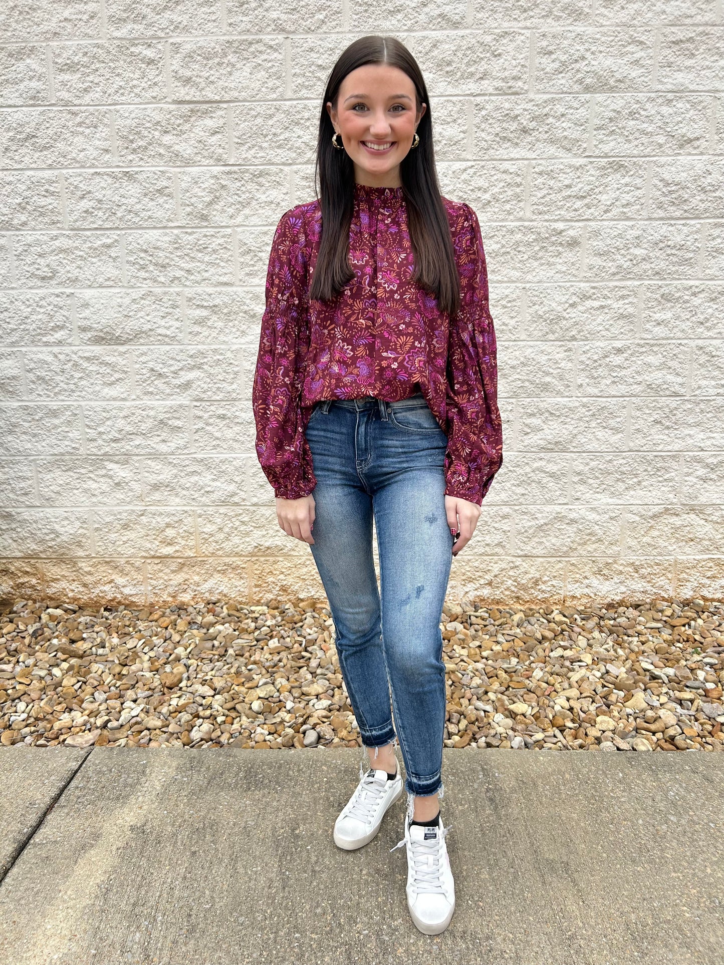 Come Together Cranberry Paisley Top