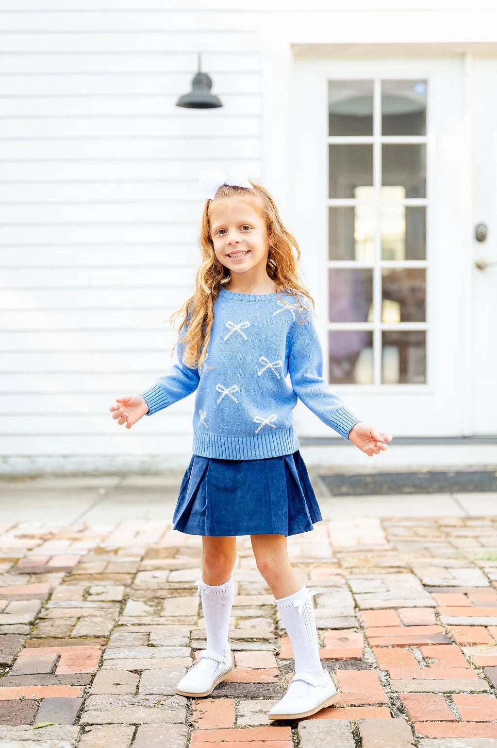 Sarah Blue Bows Sweater