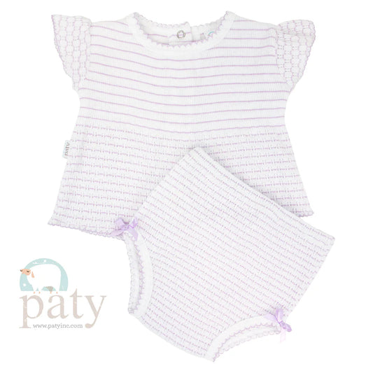 Paty Lavender Knit Pinstripe Diaper Cover Set