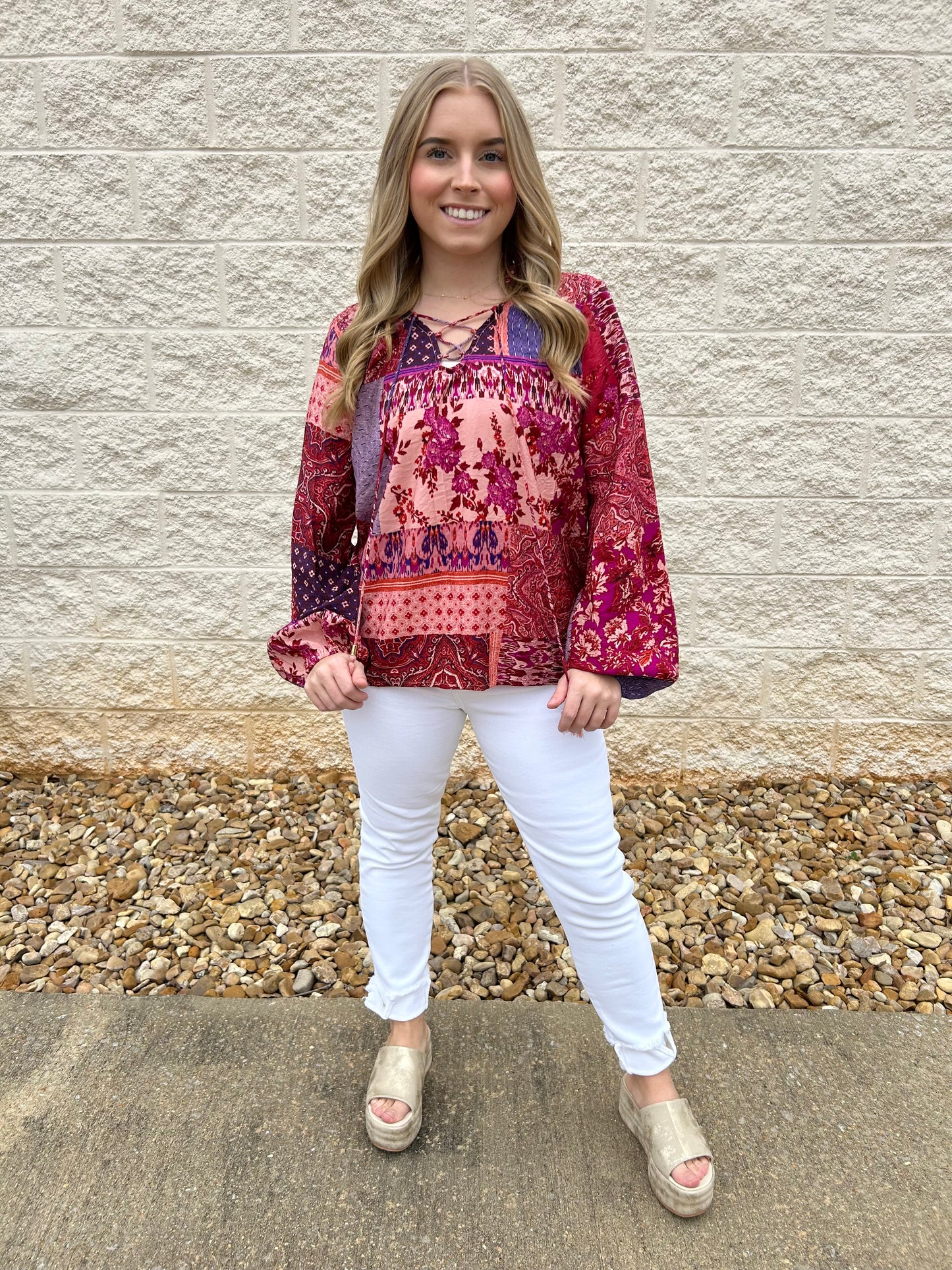 Warming Up Boho Patchwork Top