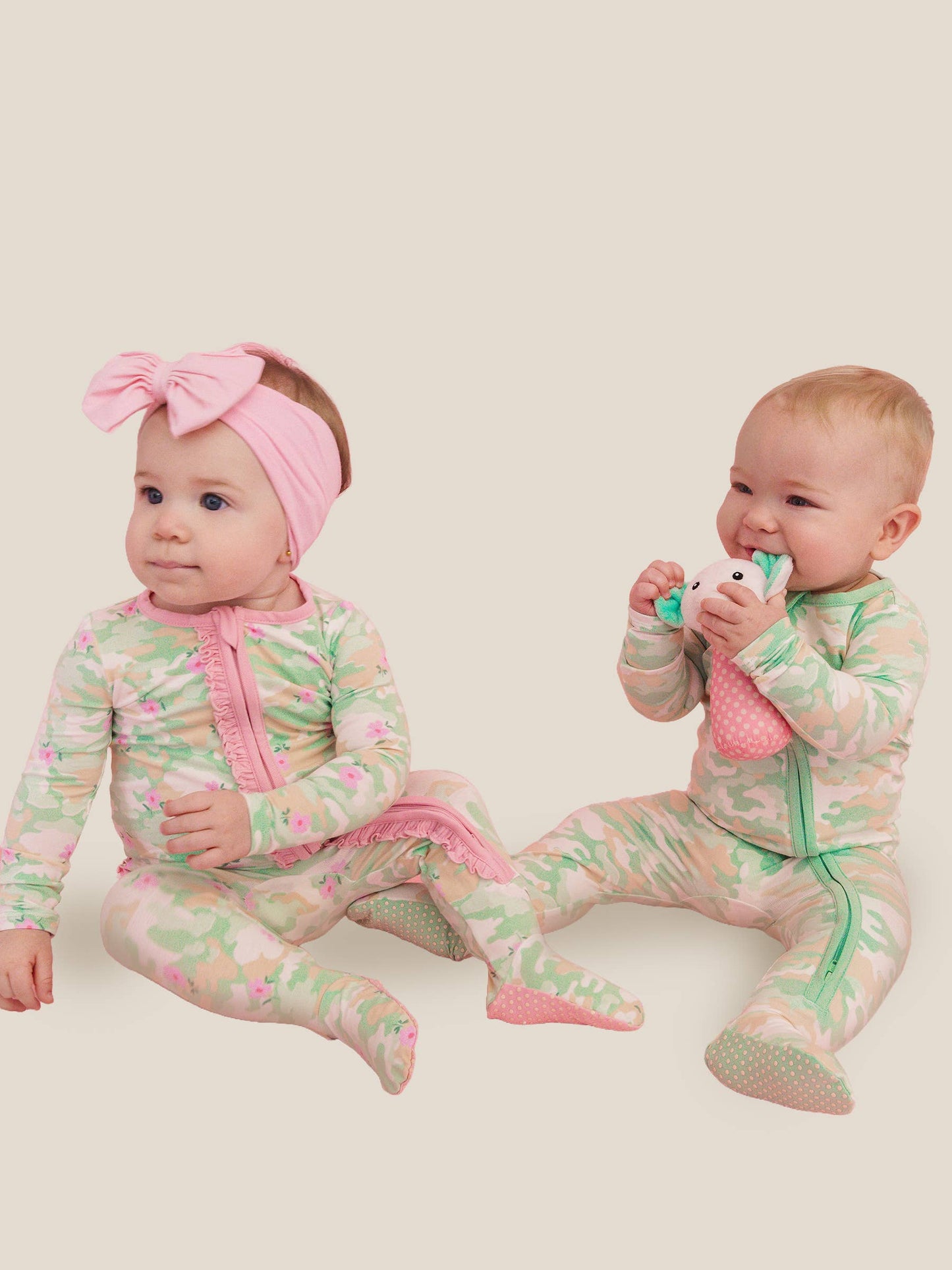 Cotton Modal Sage Trail Camo Footie Sleeper