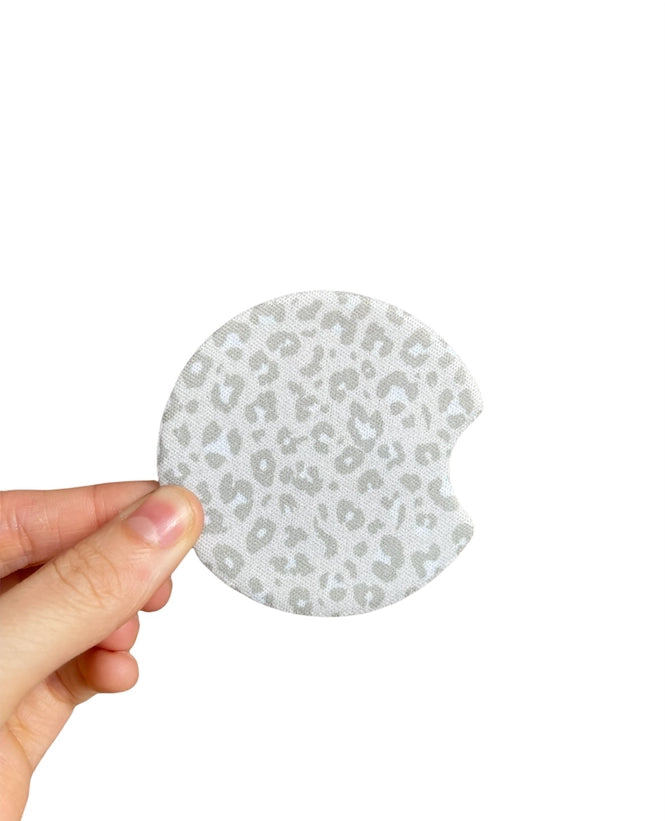 Gray Leopard Neoprene Car Coasters