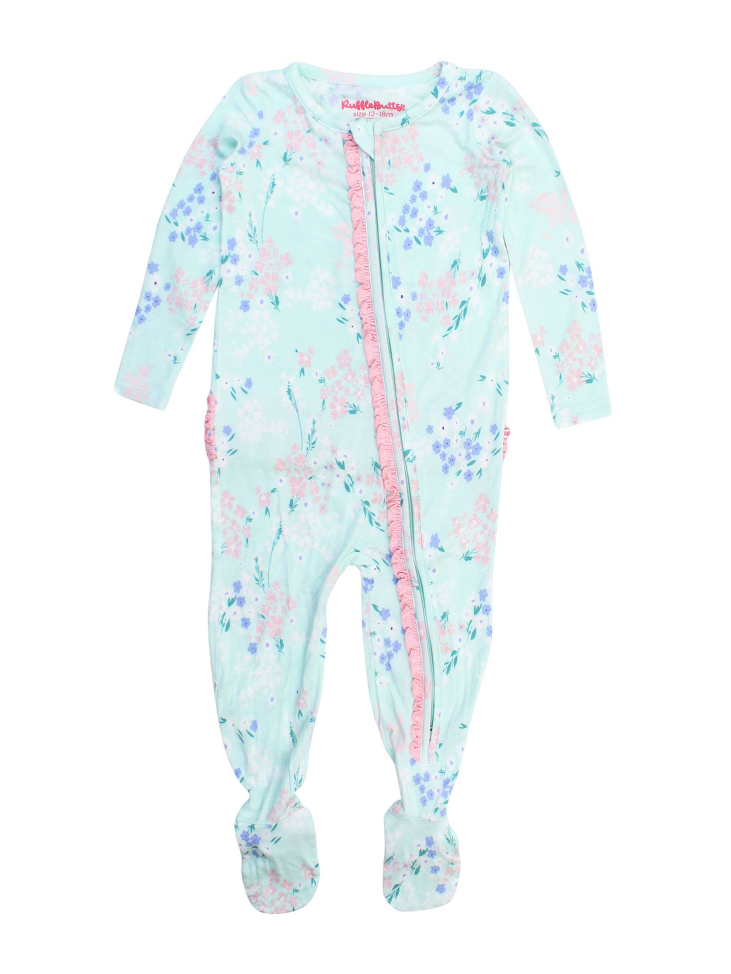 Bamboo Mint Meadow Ruffle Footie Sleeper