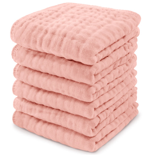 Pink Muslin Washcloth Set