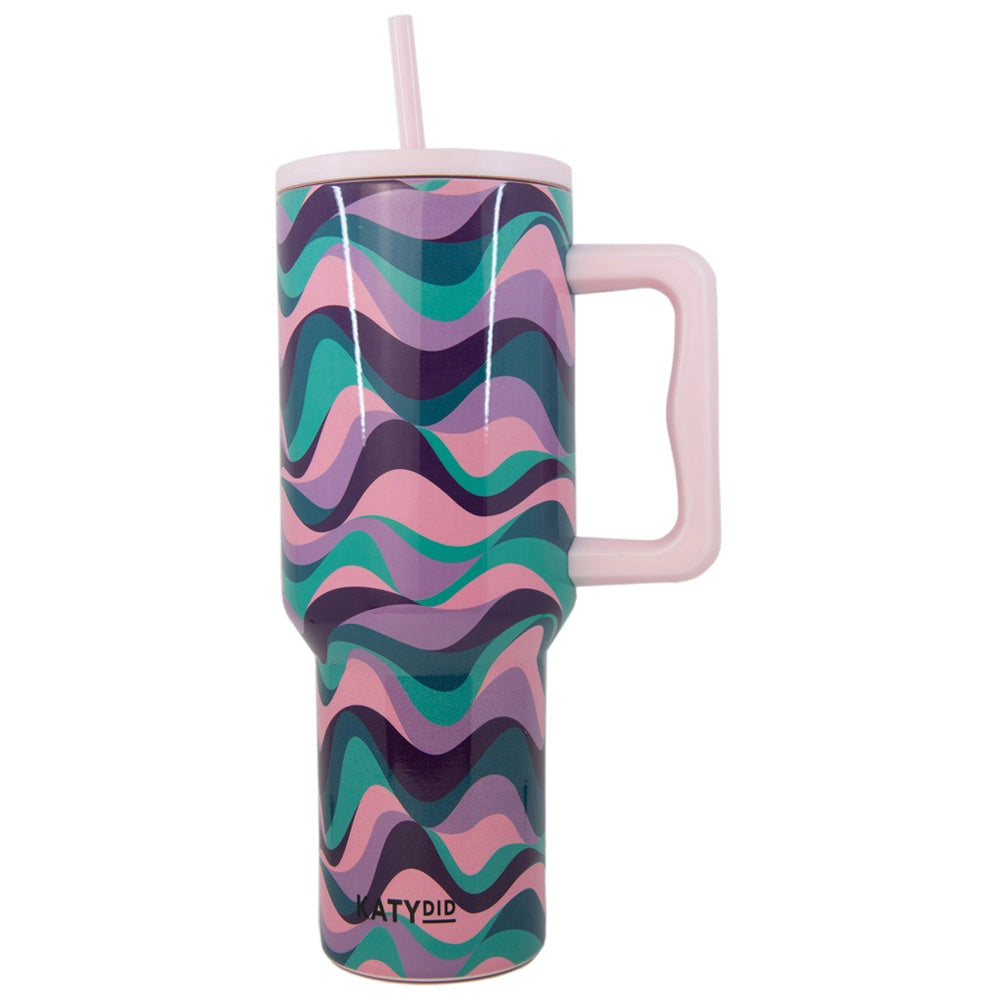 Pink & Purple Swirl Tumbler With Handle