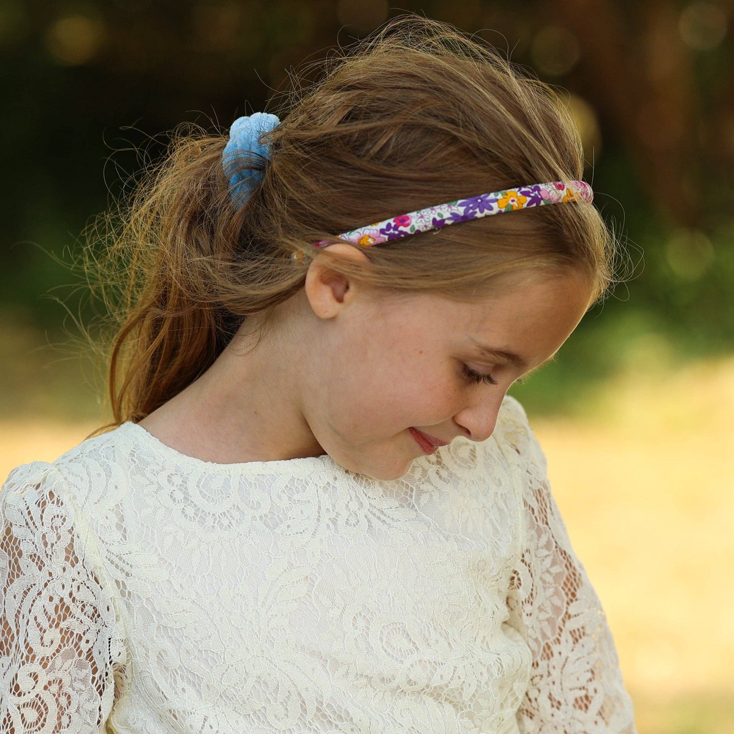 Girl's Purple Thin Floral Headband