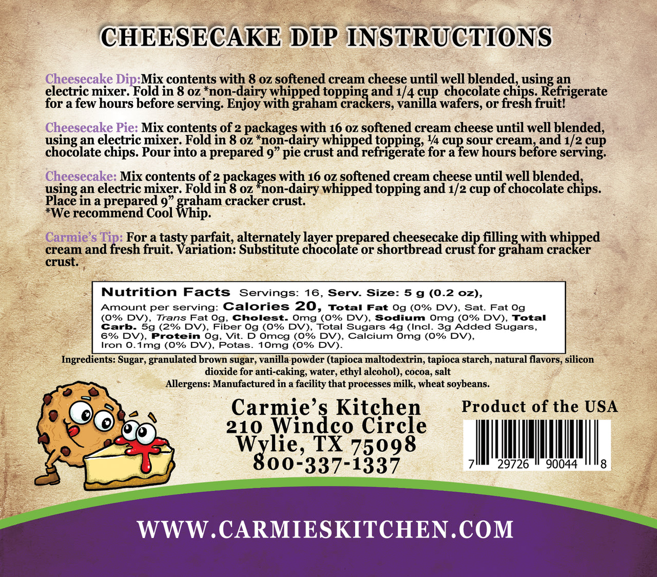 Carmies Chocolate Chip Cookie Dough Cheesecake Dip