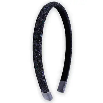 Girl's Black Thin Glitter Headband