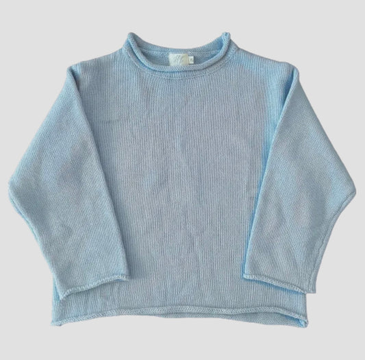 Blue Roll Neck Sweater