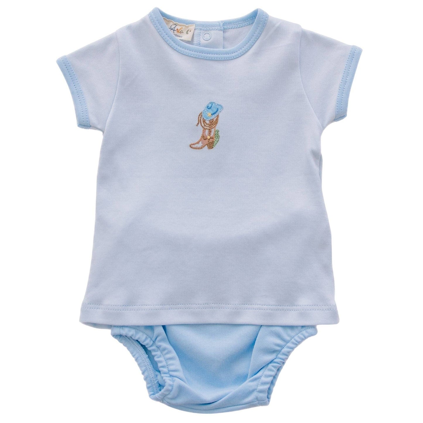 Boots and Blooms Blue Diaper Cover Set