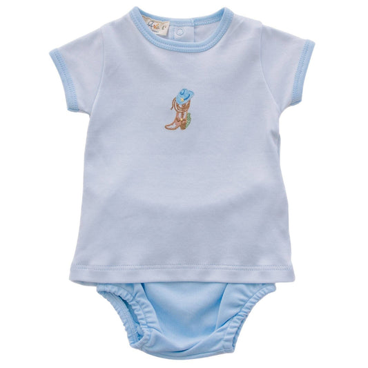 Boots and Blooms Blue Diaper Cover Set
