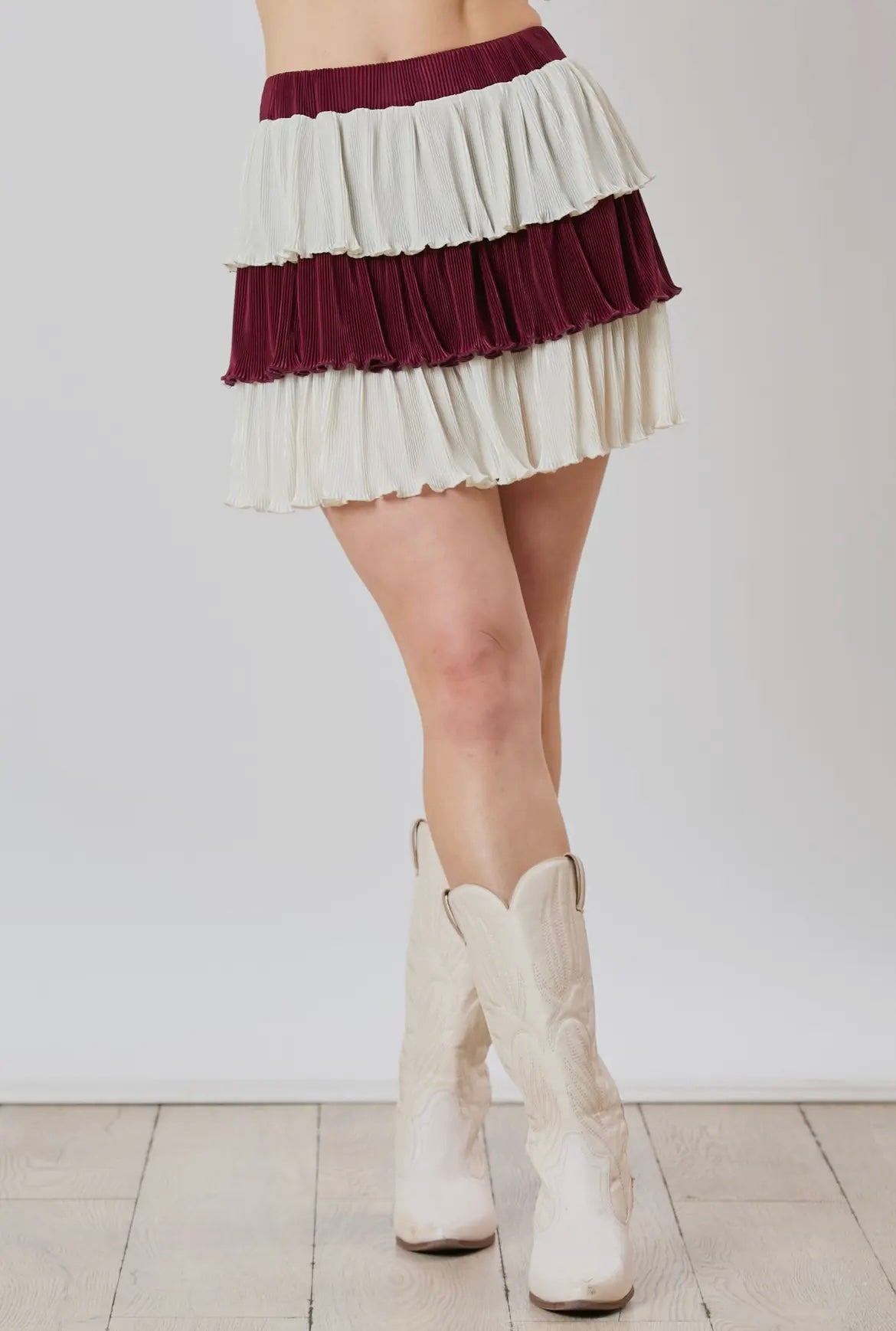 Maroon & White Layer Skirt