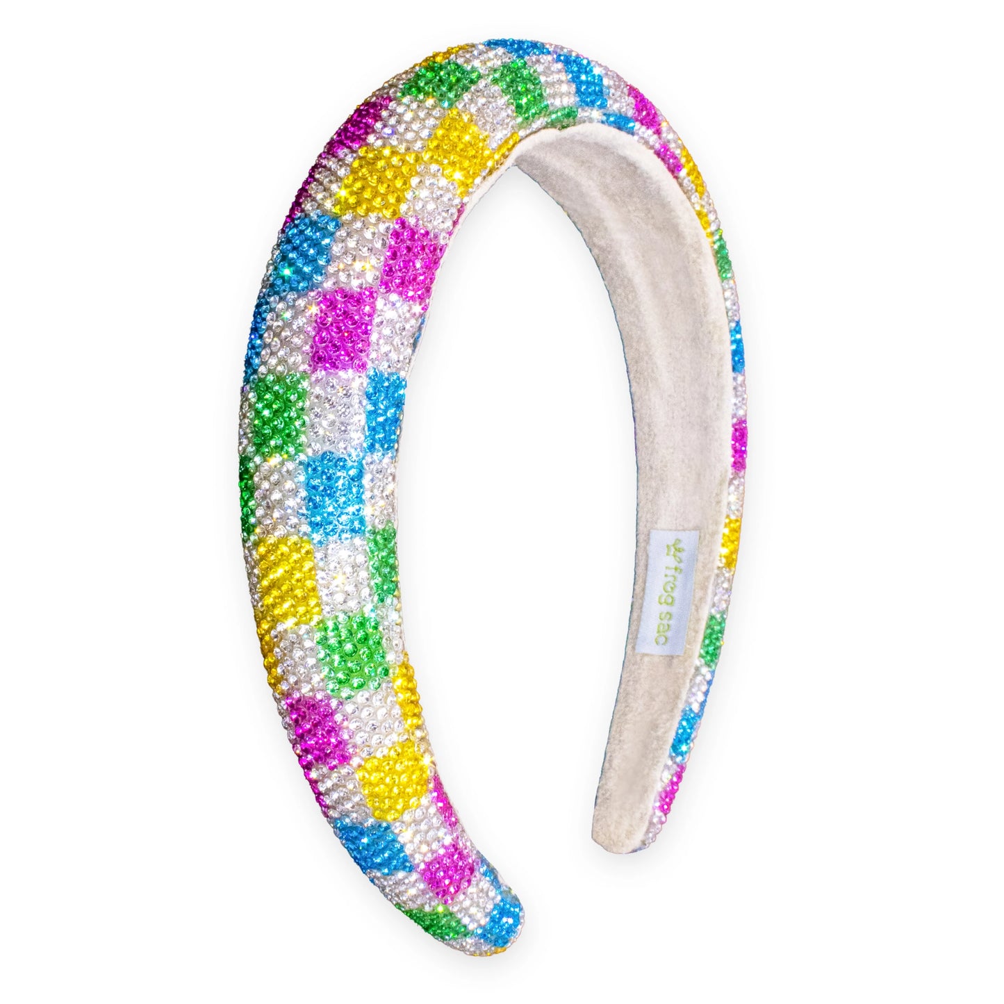 Girl’s Rainbow Rhinestone Checkerboard Headband