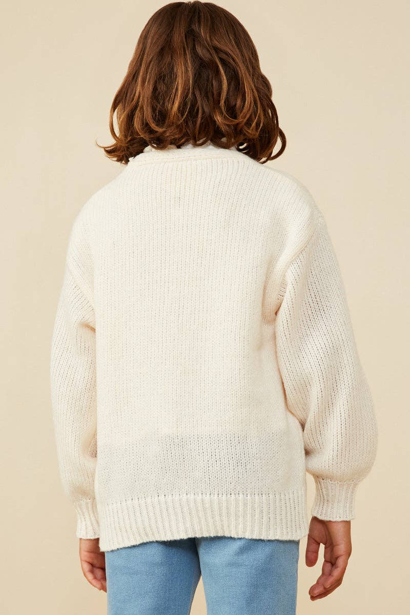 Girls Cream Lace Detail Cardigan