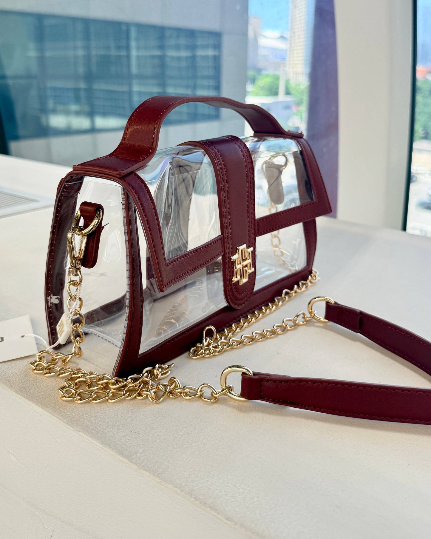 Grace Clear Bag in Burgundy