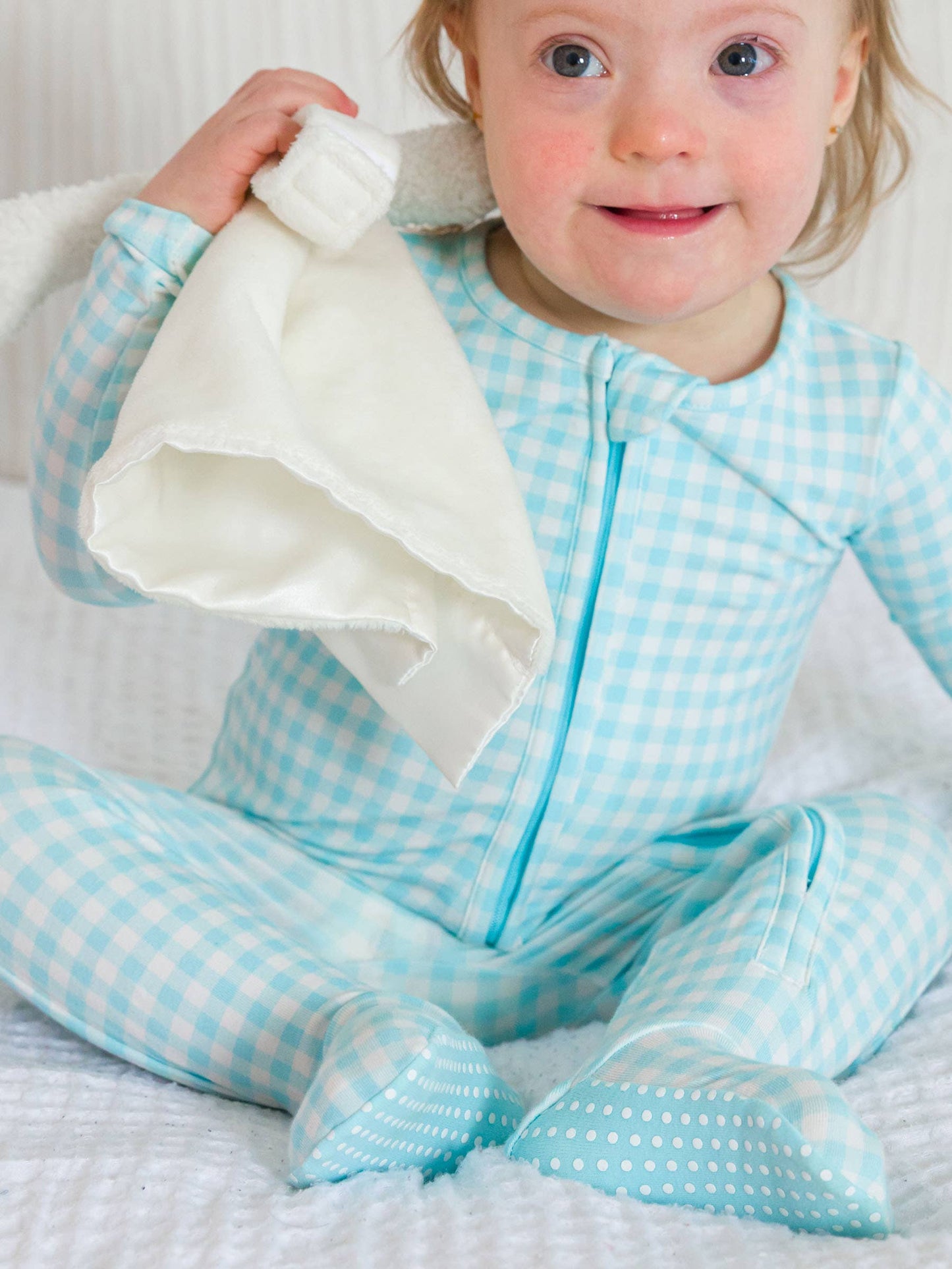 Cotton Modal Blue Breeze Gingham Footie Sleeper