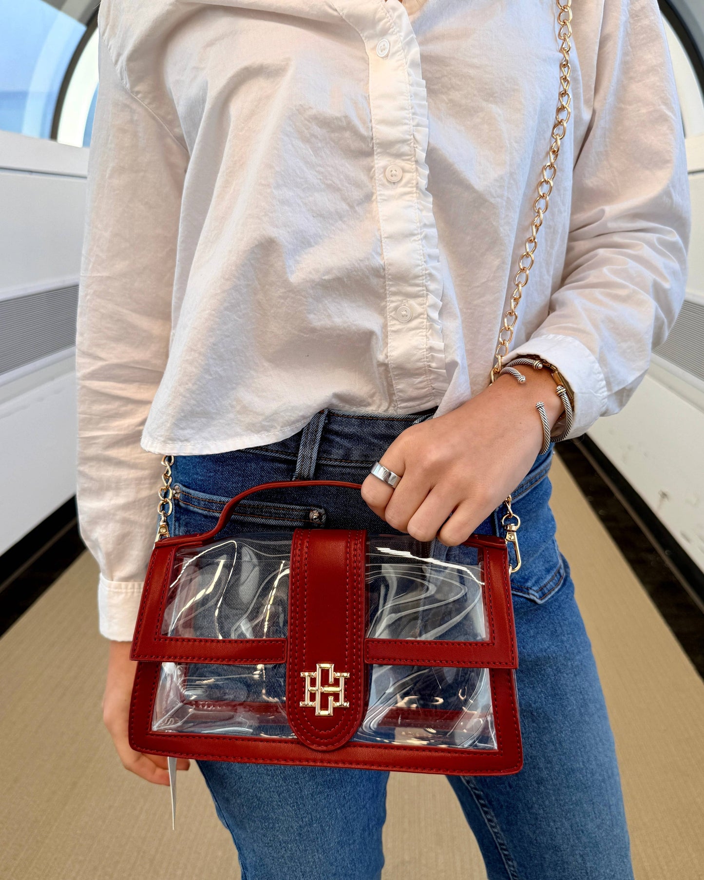 Grace Clear Bag in Burgundy