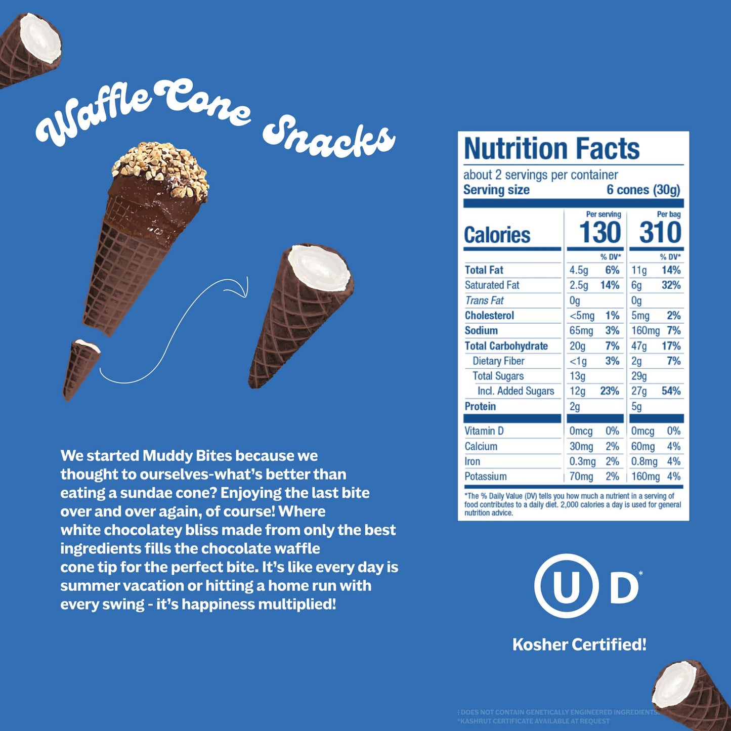 Muddy Bites Cookies 'N Cream Waffle Cones Snacks
