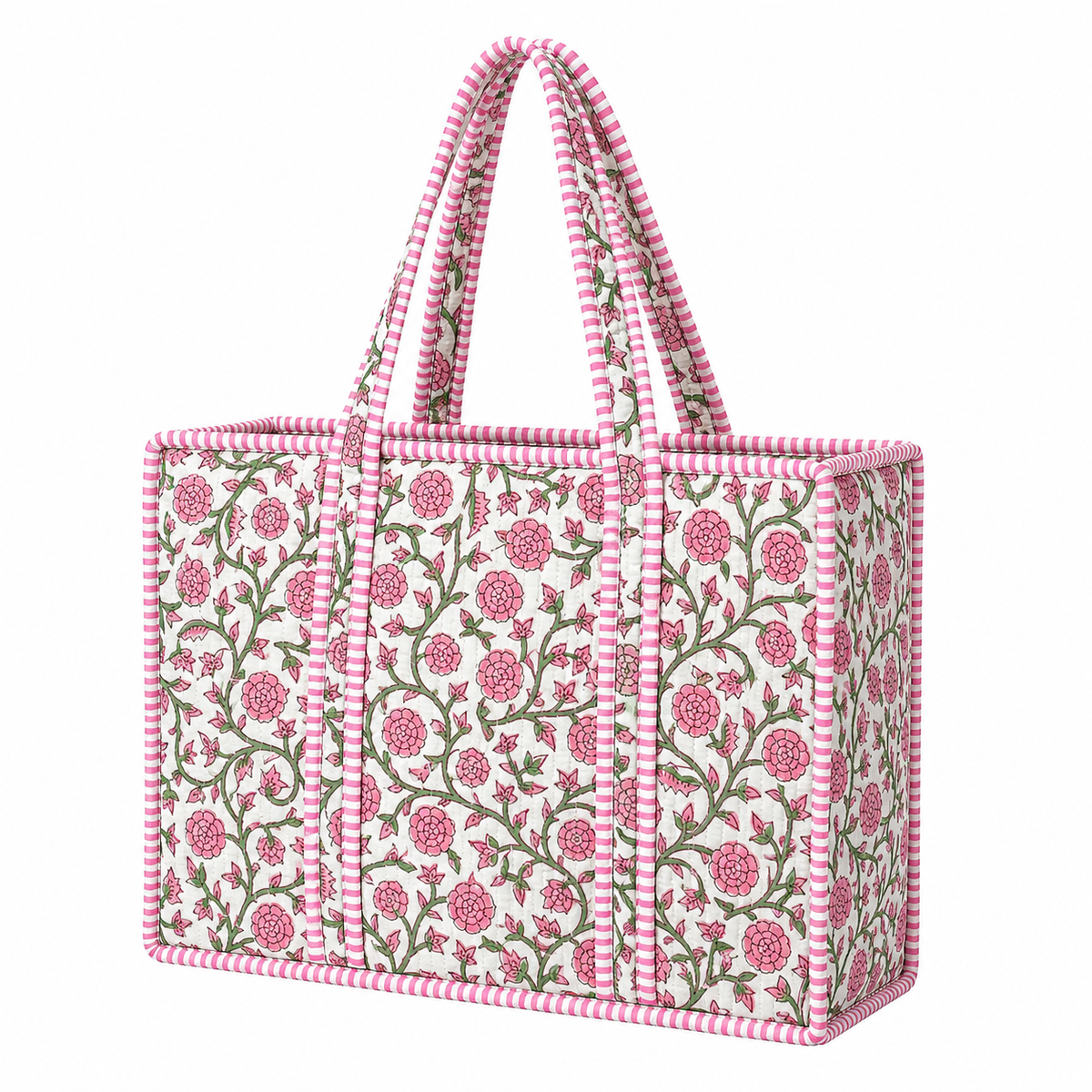 Light Pink Floral Quilted Tote