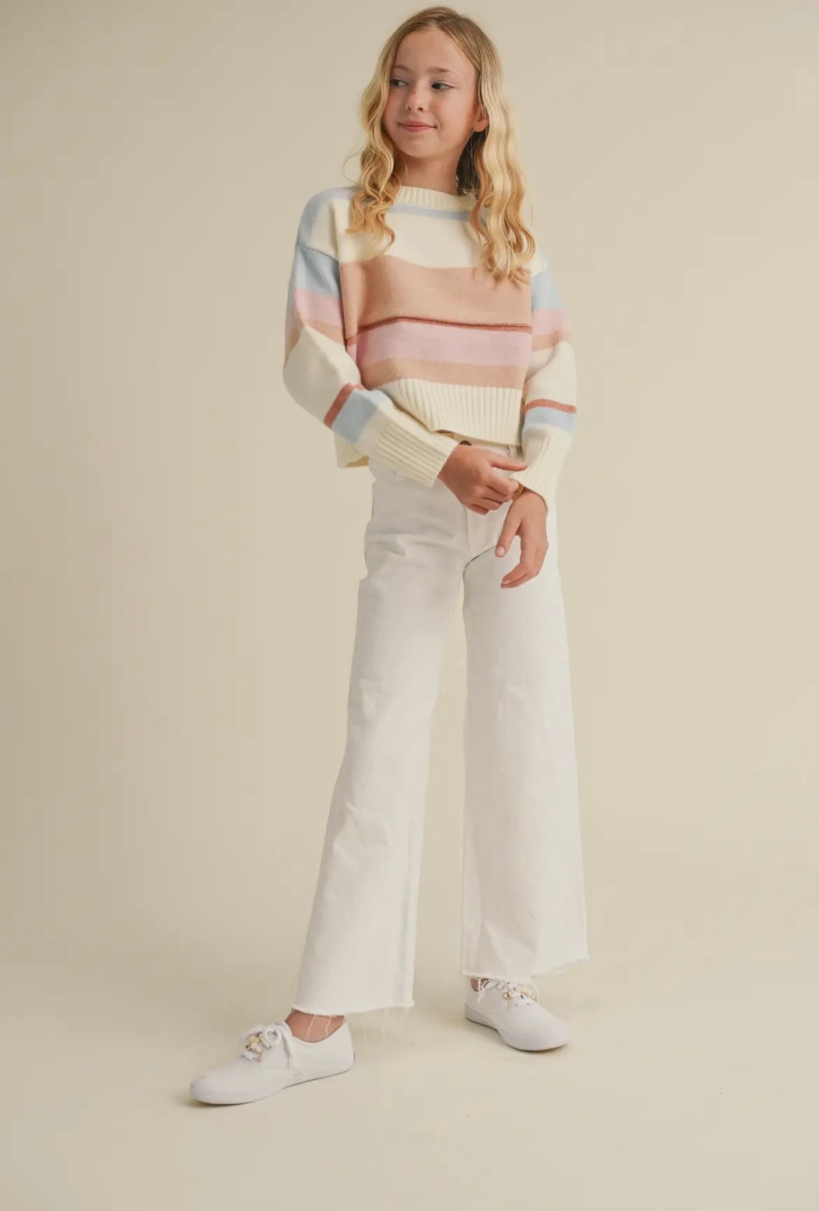 Pastel Stripe Cropped Sweater