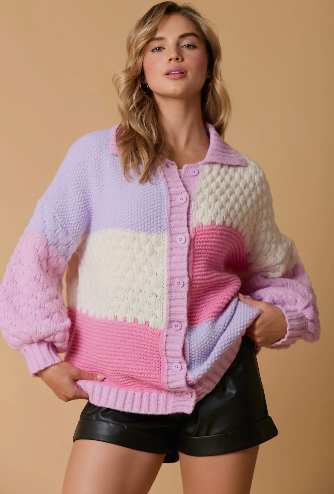 Around The Block Pink Cardigan