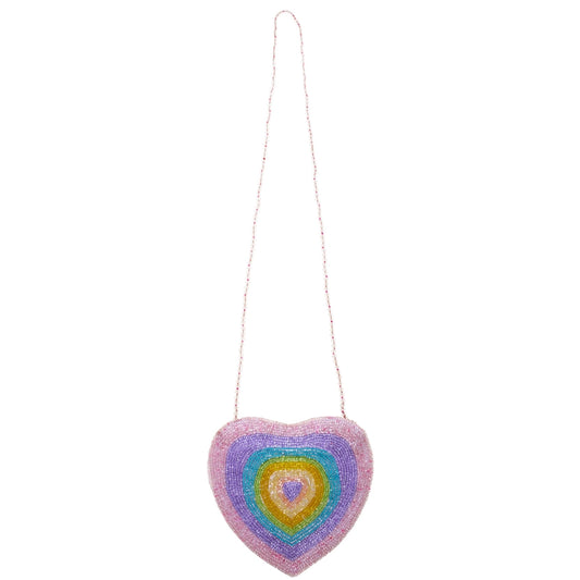 Mini Beaded Rainbow Heart Purse