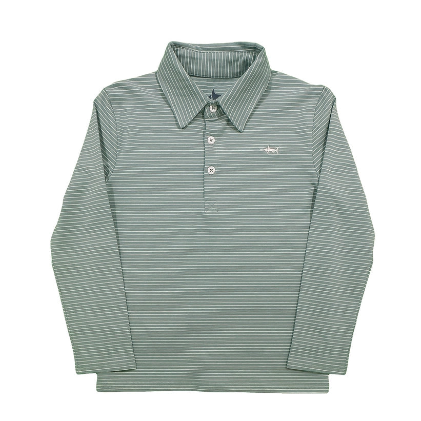 Banks Aqua Long Sleeve Performance Polo