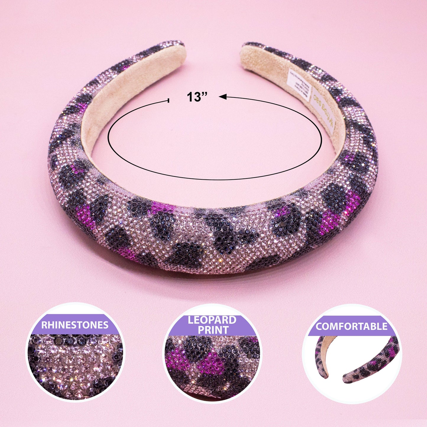 Girl's Purple Leopard Rhinestone Headband