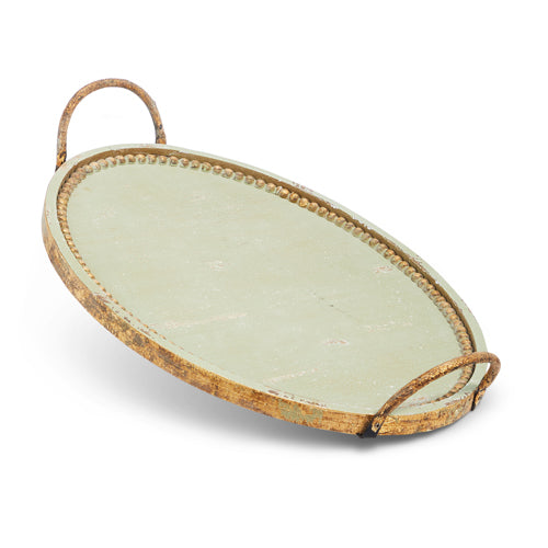 Antique Green Handled Tray