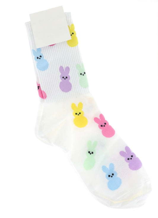 White Peeps Easter Socks