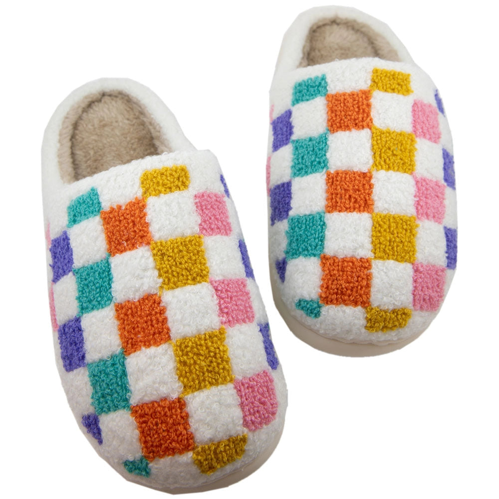 Multicolor Checkered House Slippers