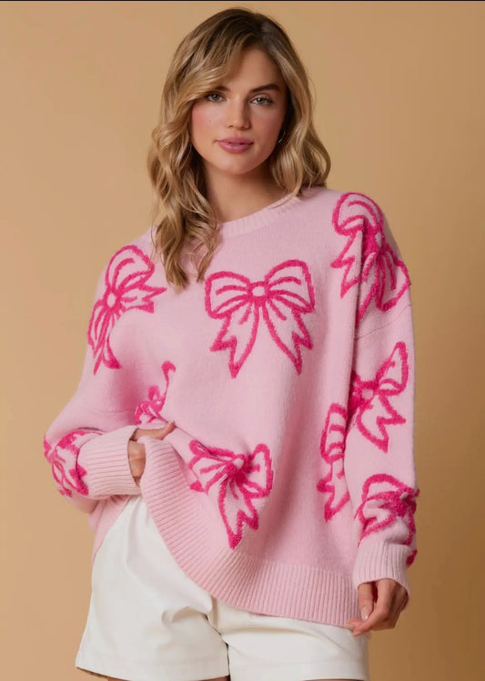 Pretty In Pink Bows Sweater