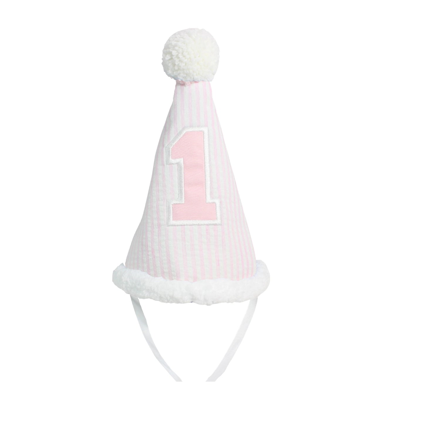 Light Pink Seersucker 1st Birthday Hat